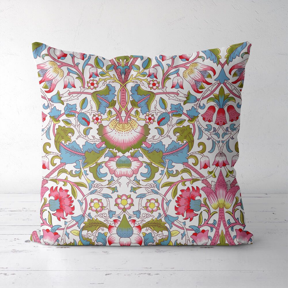 Throw Pillow – William Morris Style Vintage Liberty Floral Print With Vibrant Flowers And Leaves