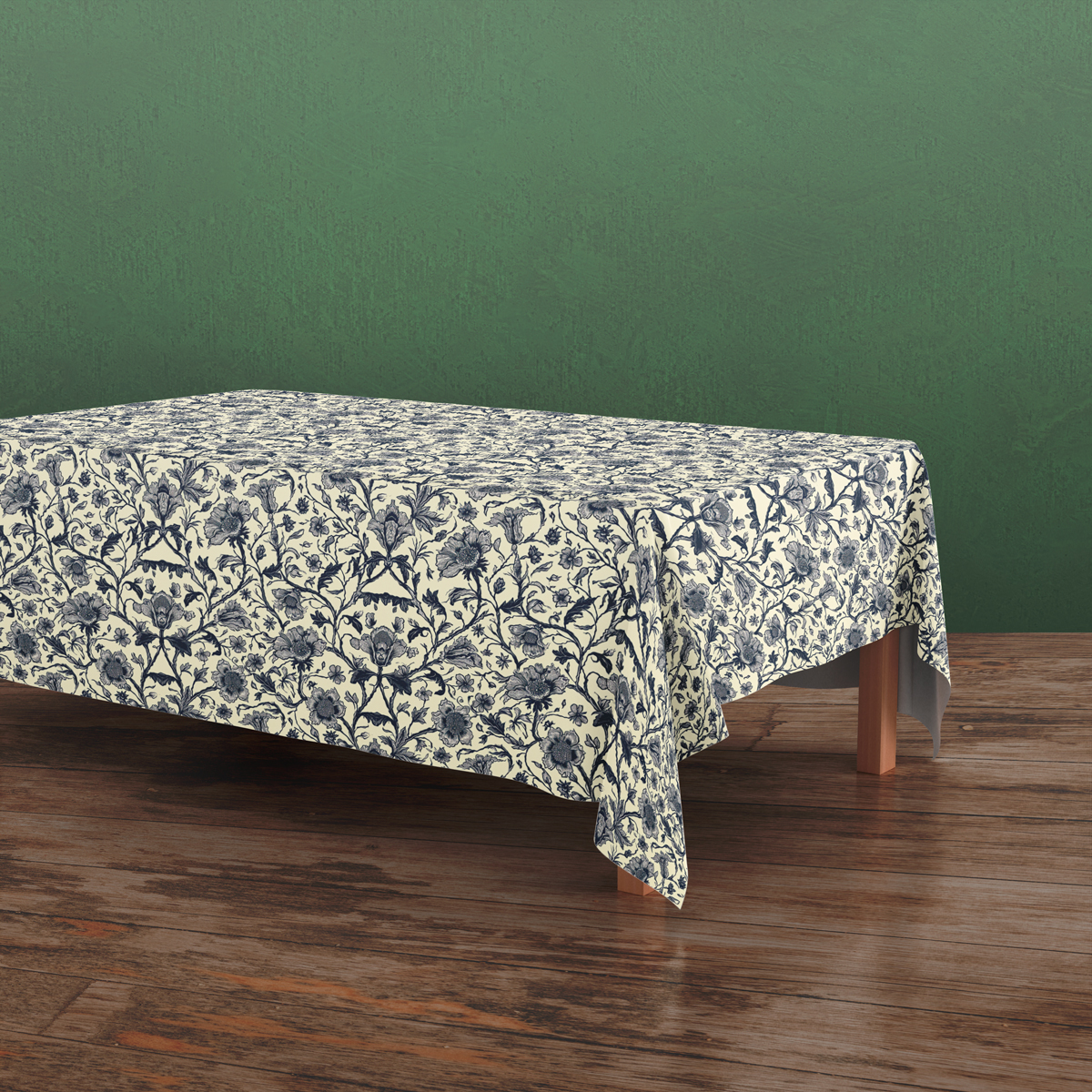 Tablecloth – William Morris-Inspired Monochrome Flowers