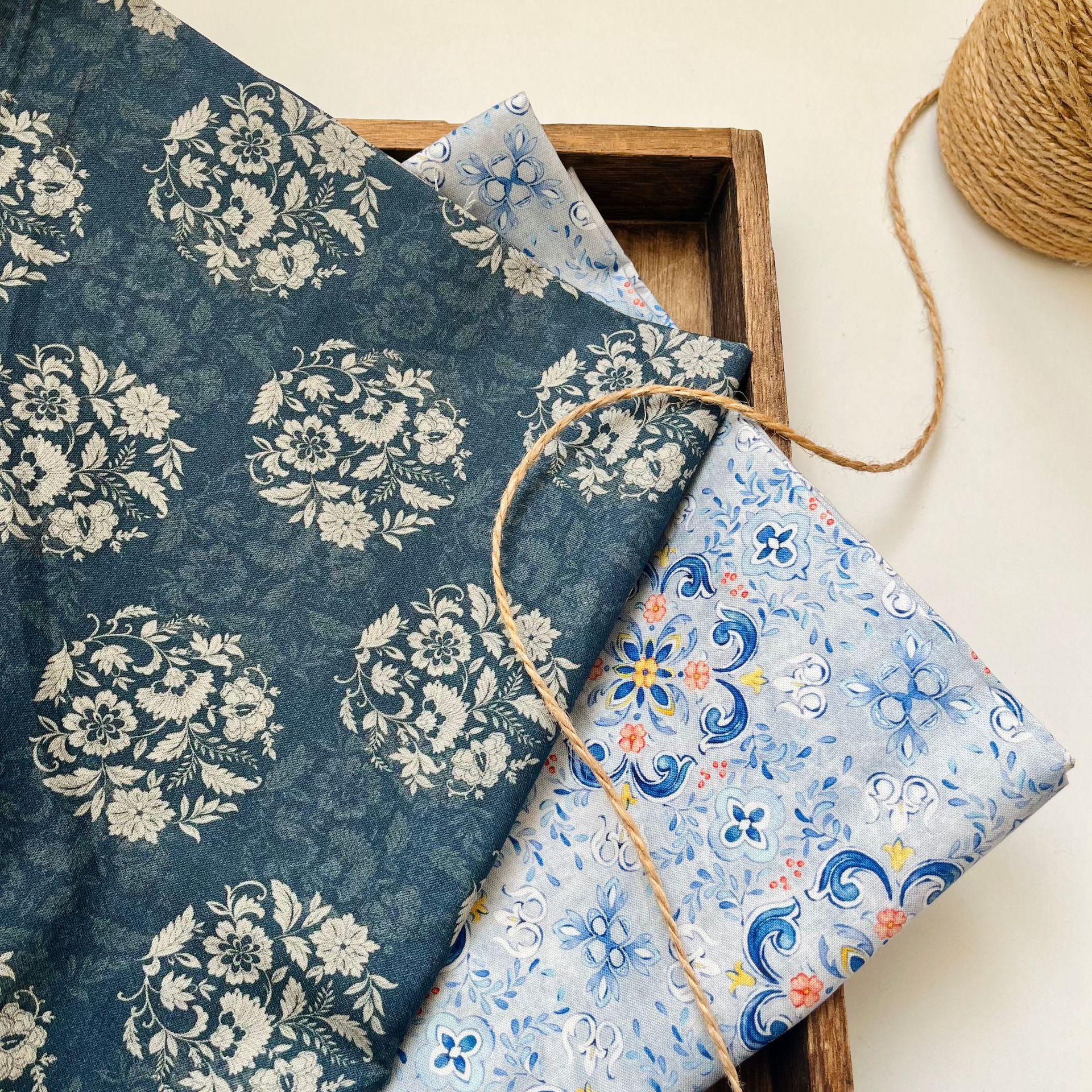 Test_liu_Retro Floral Cotton Fabric-100% Cotton Quilting Fabric Sewing Craft Fabric By Meter